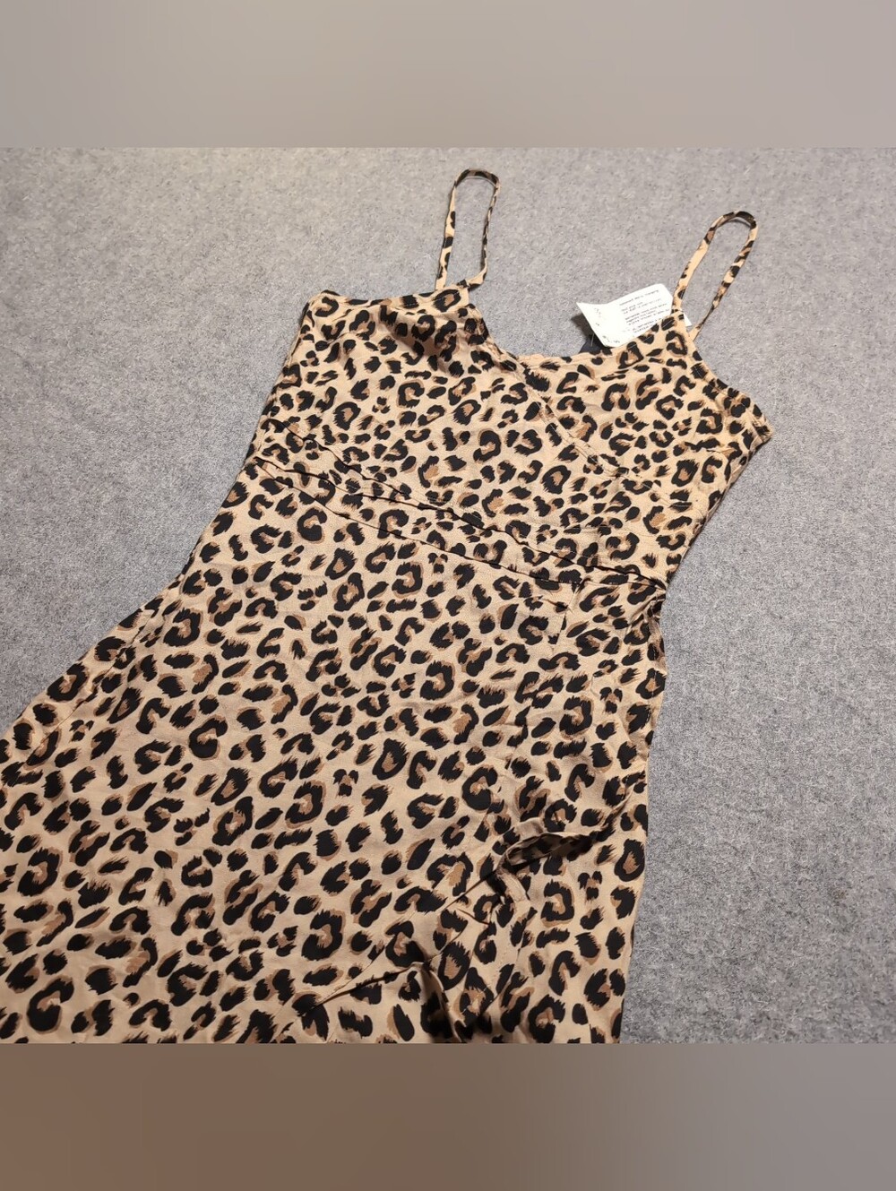 H&M DIVIDED Leopard Print Spaghetti Strap Mini Dress Size 0 Wrap Front NWT